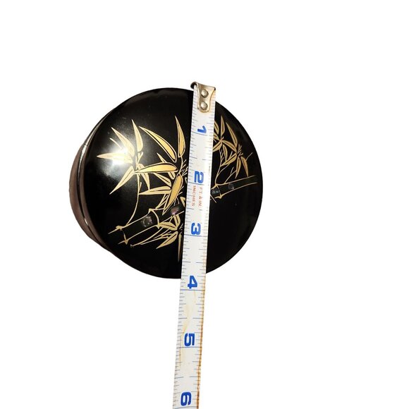 Vintage Japanese Lacquerware Coaster Set With Bamboo & Mother of Pearl Inlay - Picture 2 of 9